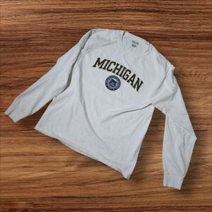 Champion White Michigan Long Sleeve Tee